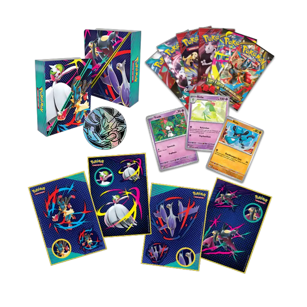Pokémon Sammelkoffer Herbst 2025 Deutsch – Metallkoffer mit 6 Boosterpacks, holografischen Promokarten, Sticker, Mini-Album und Pokémon-Münze