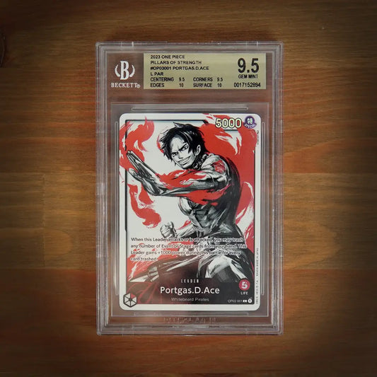 Portgas.D.Ace OP03-001 Alt Art Leader - Beckett BGS 9.5