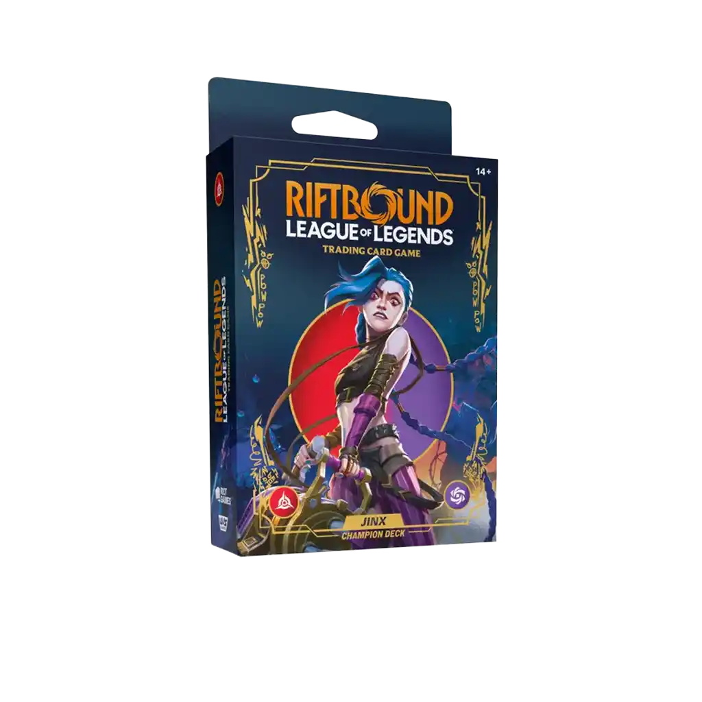 Riftbound League of Legends TCG Jinx Champion Deck Englisch – sofort spielbares Starterdeck mit Booster & Playmat