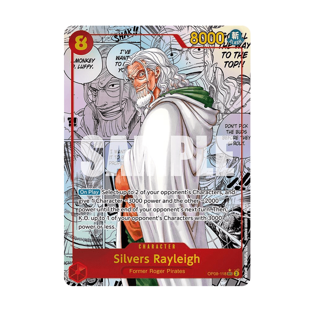 Silvers Rayleigh Secret Rare Alt Art Manga Rare OP08-118 SEC