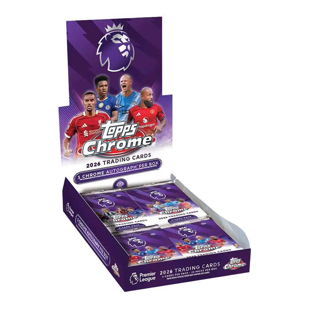 Topps Chrome Premier League 2026 Hobby Box mit 1 Autogramm und 20 Packs