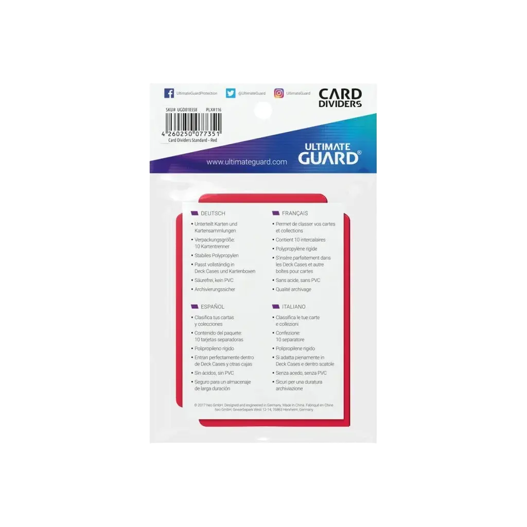 Ultimate Guard - Card Dividers Standard Size 10 Stück rot