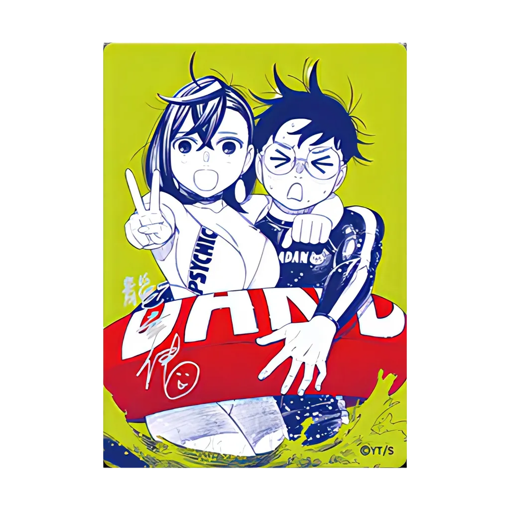 Dandadan Momo Ayase und Okarun Shueisha Natsucomi 2026 Metakira Card mit gedruckter Yukinobu Tatsu Signatur