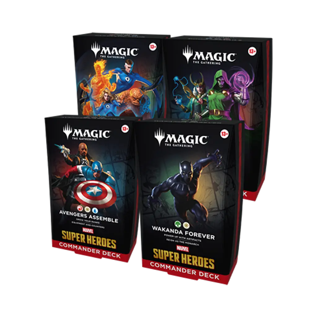 MTG Marvel Super Heroes Commander Deck Englisch mit Avengers Assemble Wakanda Forever The Fantastic Four und Doom Prevails
