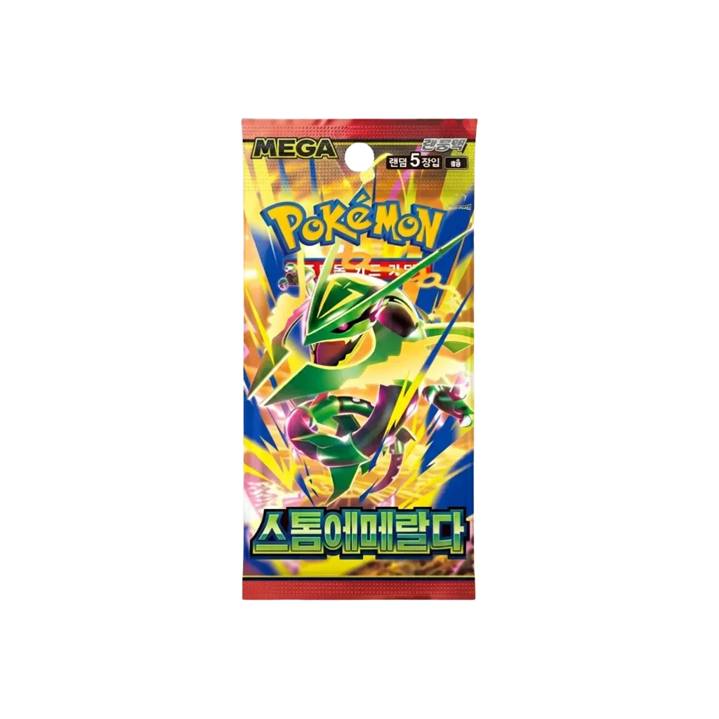 Pokemon Storm Emeralda M6 Booster auf Koreanisch mit Mega-Rayquaza auf der Verpackung