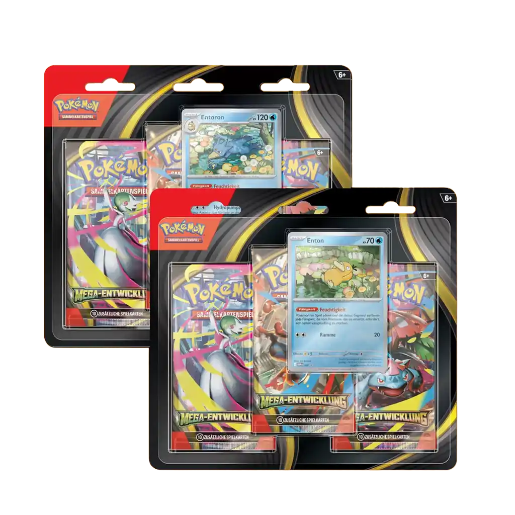 Pokémon Mega-Entwicklung ME01 3er Blister Deutsch mit 3 Boostern, Promokarte