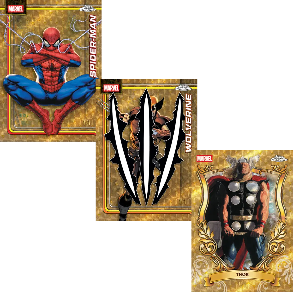 Topps Chrome Marvel Comics 2026 Chase Cards mit Spider-Man Wolverine und Thor