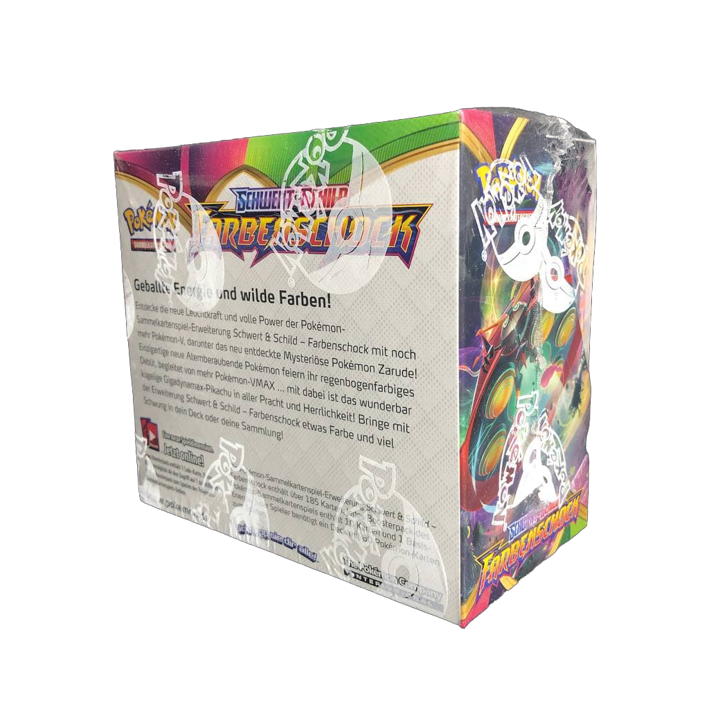 Pokémon Schwert und Schild Farbenschock Booster Display von hinten
