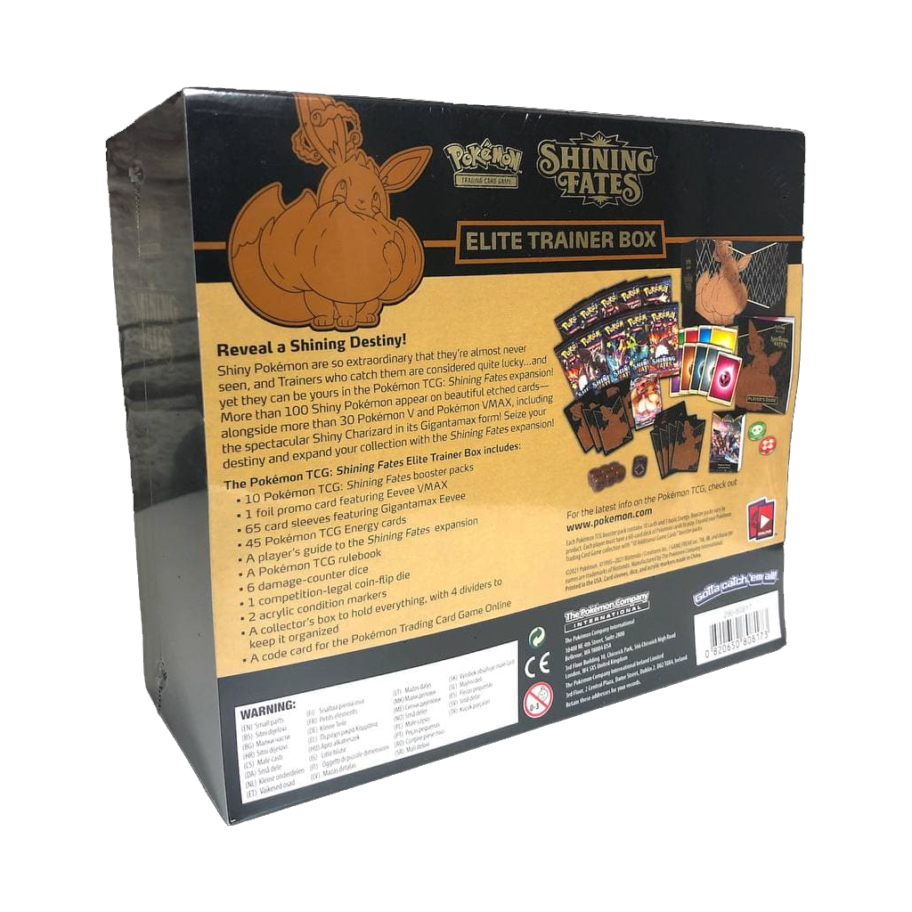 Pokemon Glänzendes Schicksaal top trainer Box von hinten Inhalt