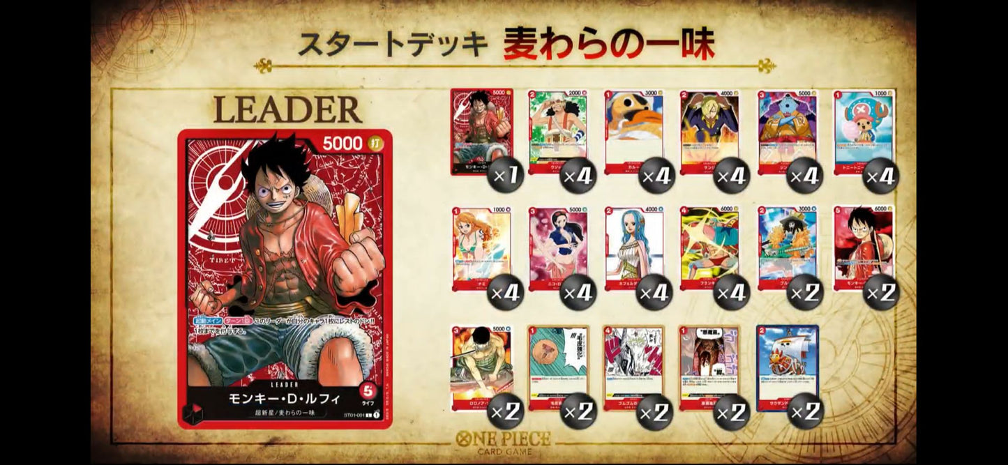 One Piece Card Game Straw Hat Crew Starter Deck ST01 Inhalt Kartenset