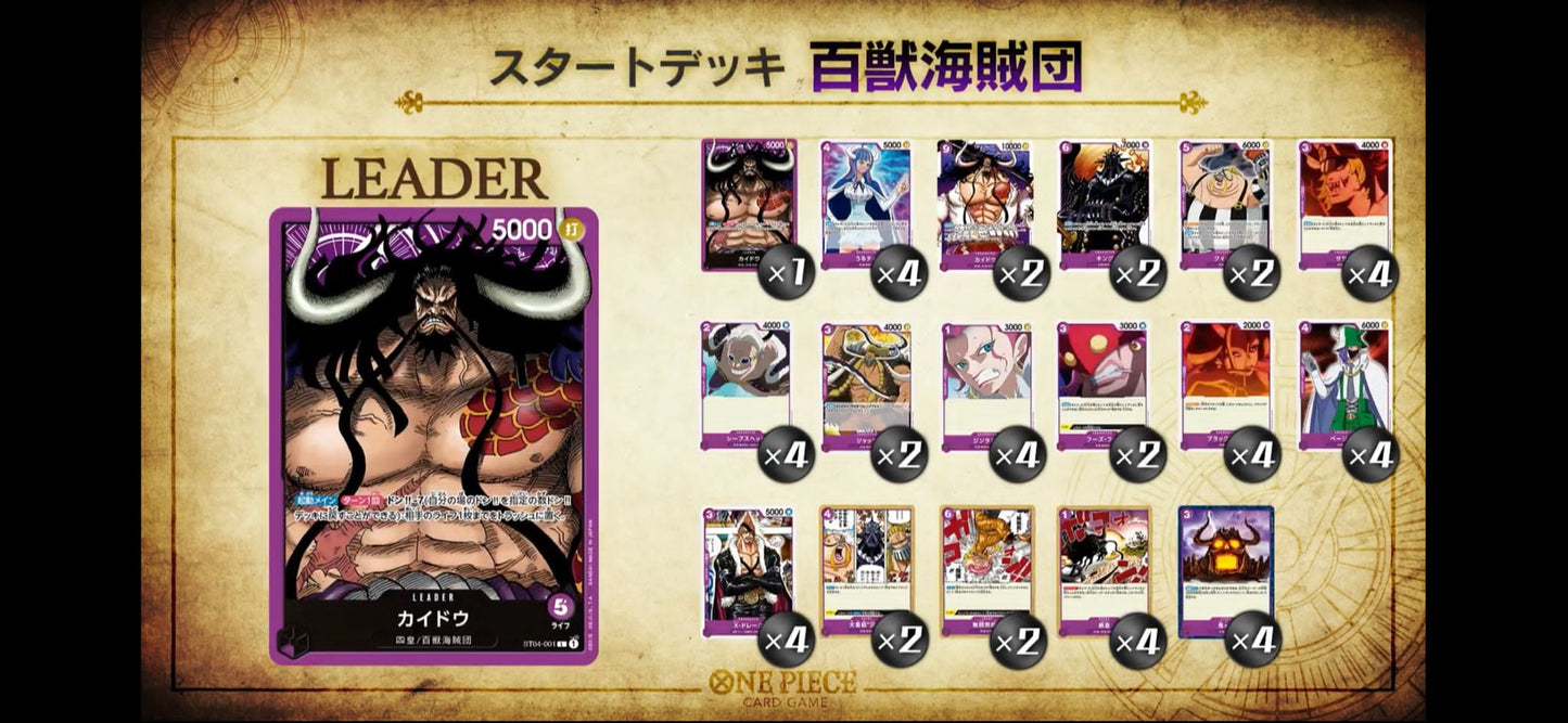 One Piece Starter Deck Kaido Karteninhalt kartenset