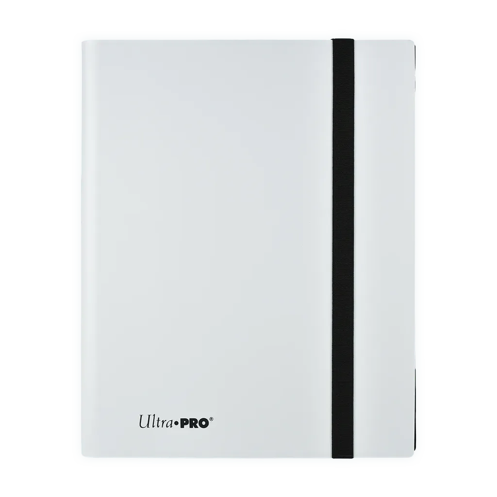 Ultra PRO Eclipse 9-Pocket PRO-Binder Arctic White für 360 Sammelkarten mit schwarzen Innenseiten und elastischem Verschlussband