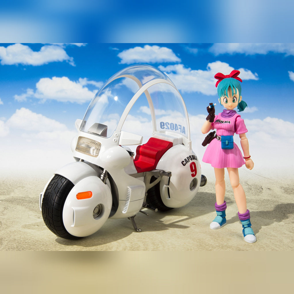 Dragon Ball Bulma's Motorcycle Hoipoi Capsule No. 9 – S.H.Figuarts Fahrzeug mit Son Goku 17 cm