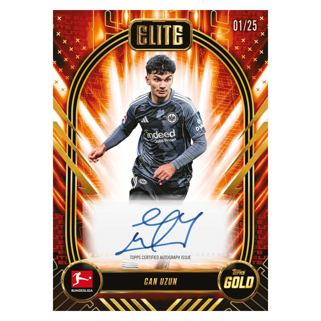 Can Uzun Elite Autogrammkarte nummeriert 1 von 25 aus Topps Bundesliga Gold 2025/26