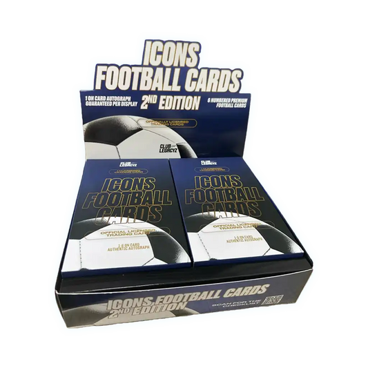 Club Legacyz Icons 2nd Edition Display Box – 6 Mini-Boxen mit Premium-Fußballkarten, limitierte Serien, Autogramm-Garantie und exklusiven Designs wie Hyperwave und Shonen.