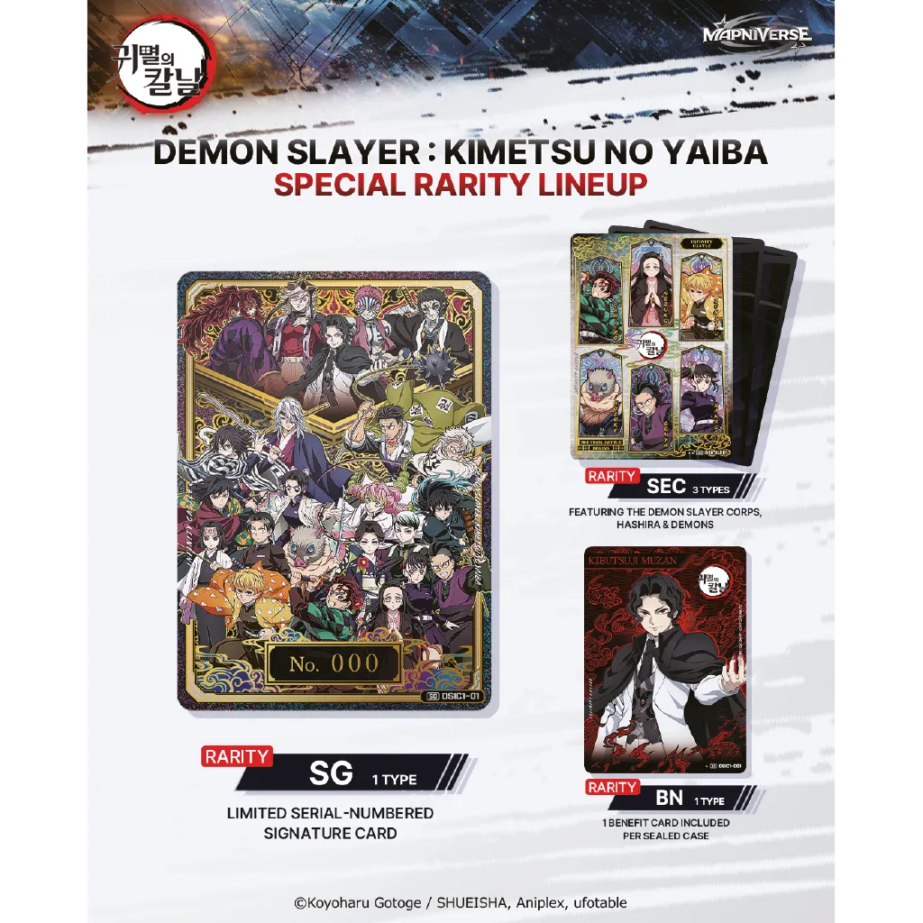 Demon Slayer Infinity Castle Chase Cards mit seriennummerierter Signature Card und Secret Cards