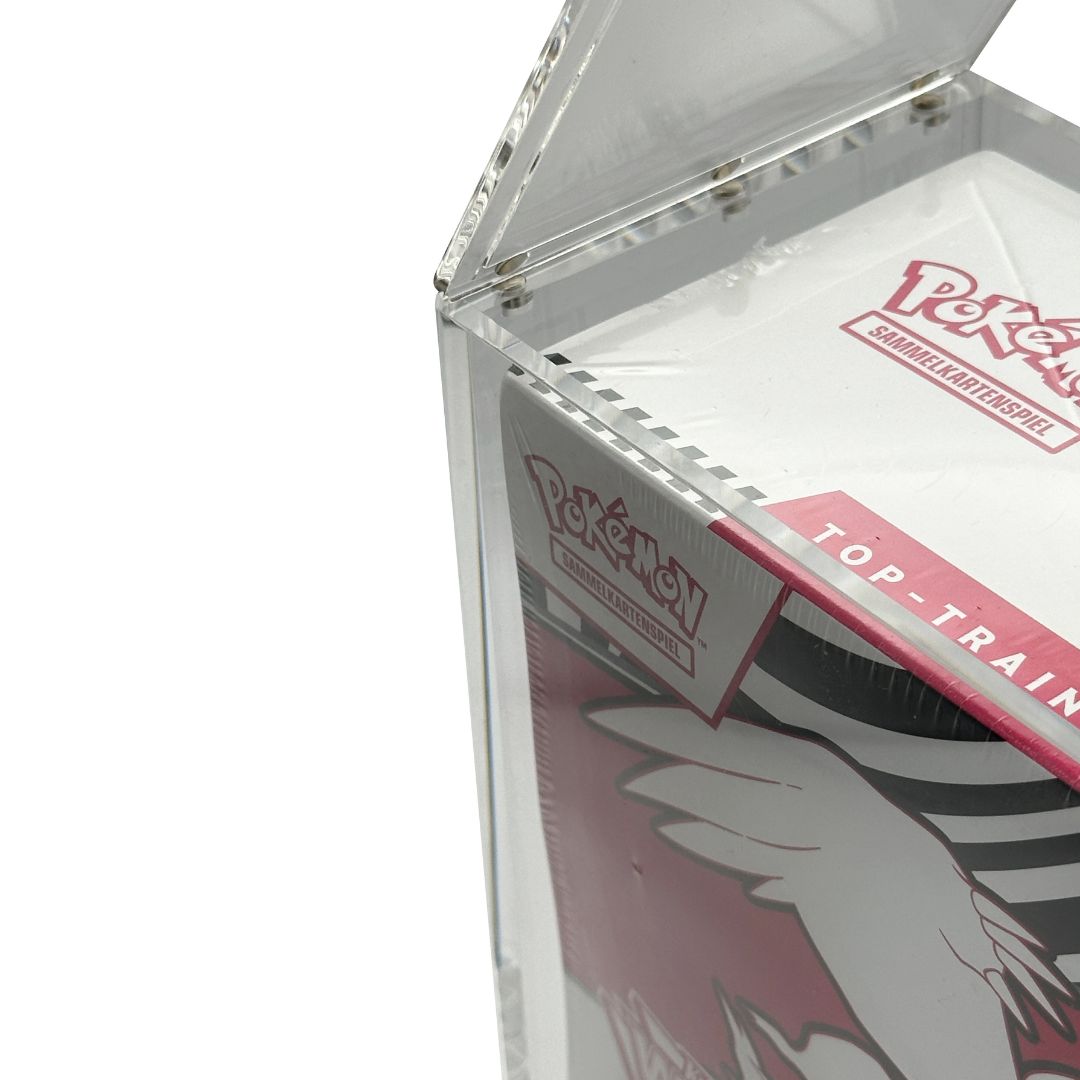 Acryl Case magnetisch – Schutzbox für Pokémon Top Trainer Box (TTB / ETB) - Klare Premium Acrylbox für sealed Sammlungen