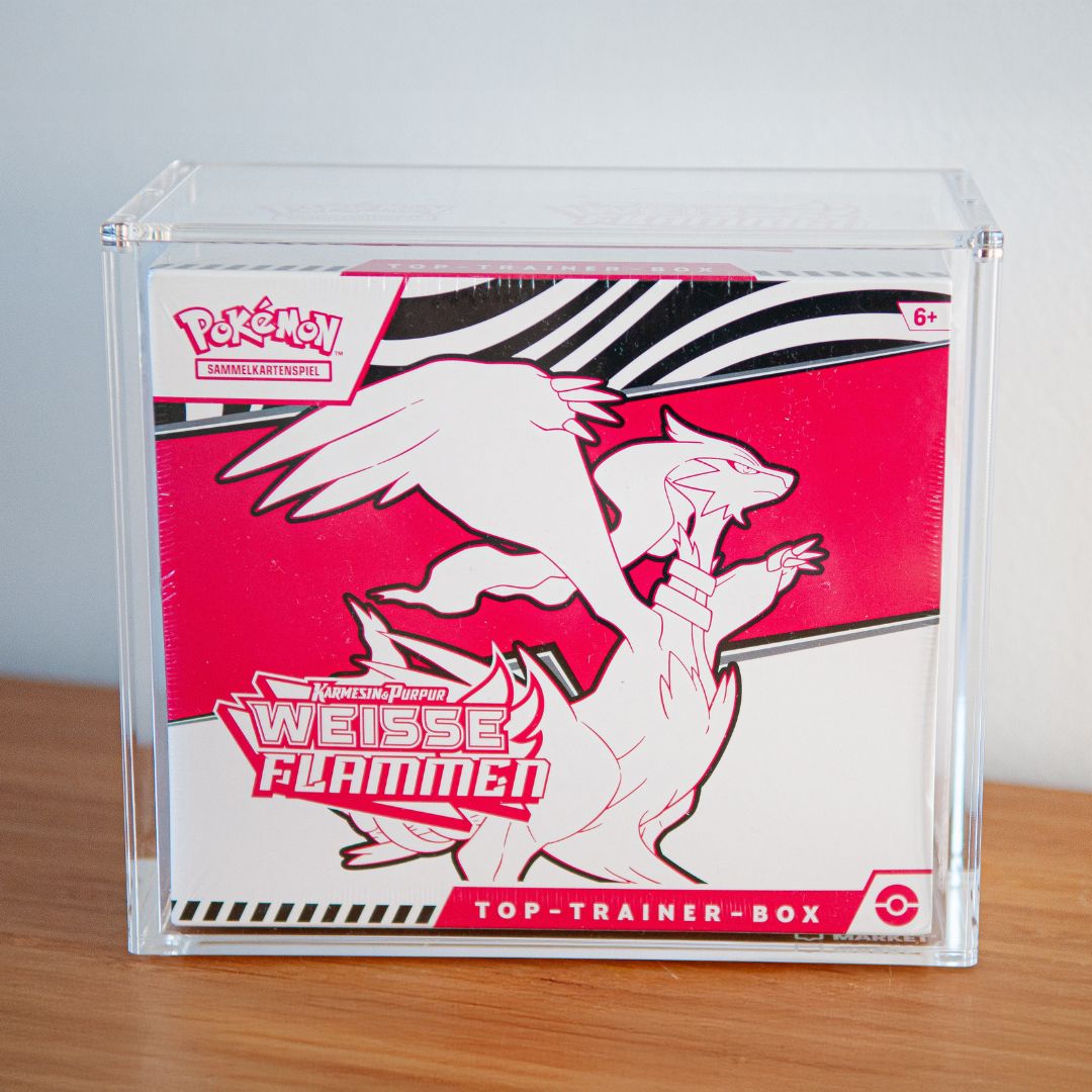 Acryl Case magnetisch – Schutzbox für Pokémon Top Trainer Box (TTB / ETB) - Klare Premium Acrylbox für sealed Sammlungen
