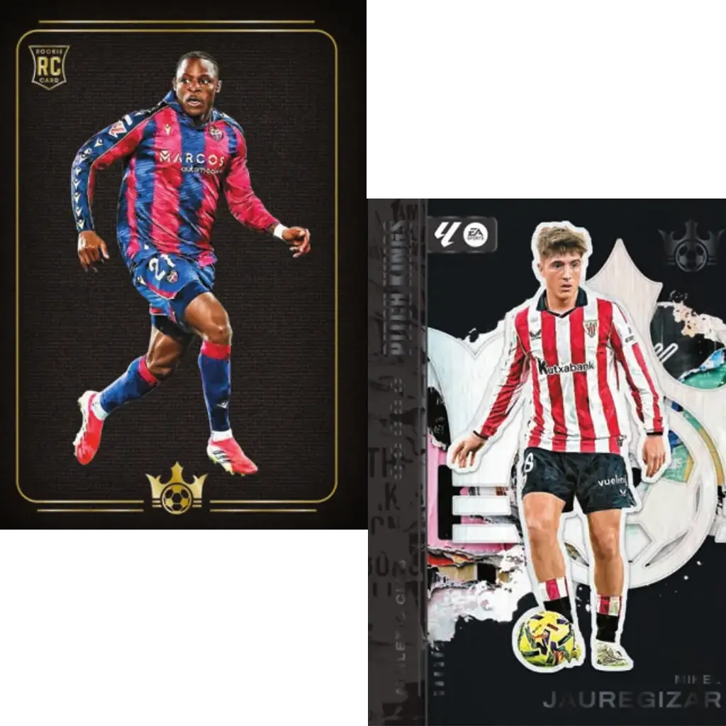 Karl Etta Eyong Blackout und Mikel Jauregizar Base Obsidian aus Panini Pitch Kings 2025/26