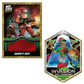 Mars Attacks Xmas Relic-Karte "Santa's Suit" 1/1 mit rotem Stoffeinsatz neben Mars Invasion Karte "Acky Terrorsen" 1/1