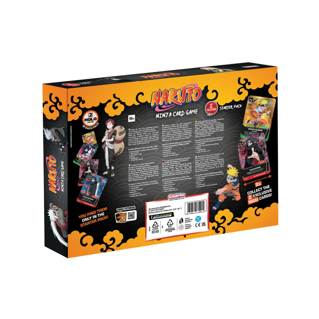 Naruto Mythos TCG Konoha Shidō Itachi und Kisame Special Pack 2nd Edition Englisch mit 4 Boostern und exklusiven Promokarten rueckseite