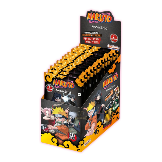 Naruto Mythos TCG Konoha Shidō Booster Display 1st Edition Englisch mit Chance auf seltene Gold-K Karte