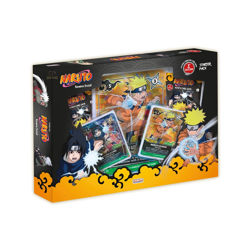 Naruto Mythos TCG Starter Box Naruto 1st Edition Englisch mit Booster Packs aus Konoha Shidō