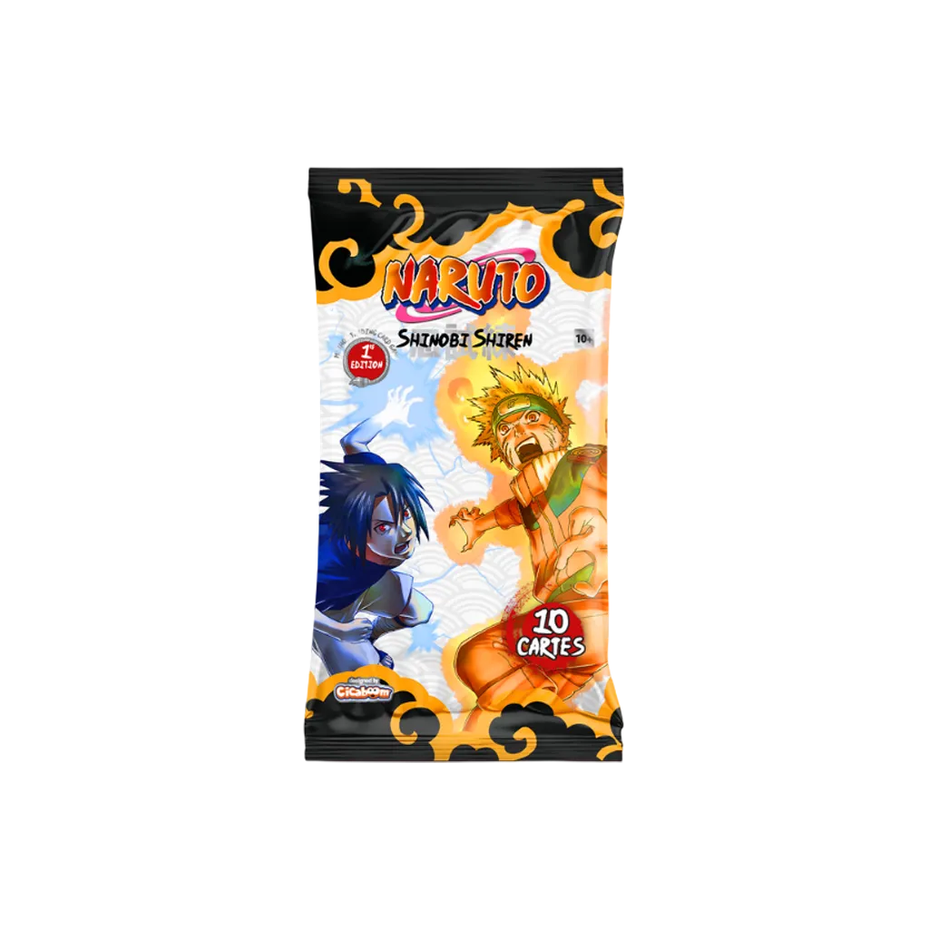 Naruto Mythos Shinobi Shiren Set 2 Einzelbooster mit Naruto und Sasuke – englische 1st Edition mit 10 Karten