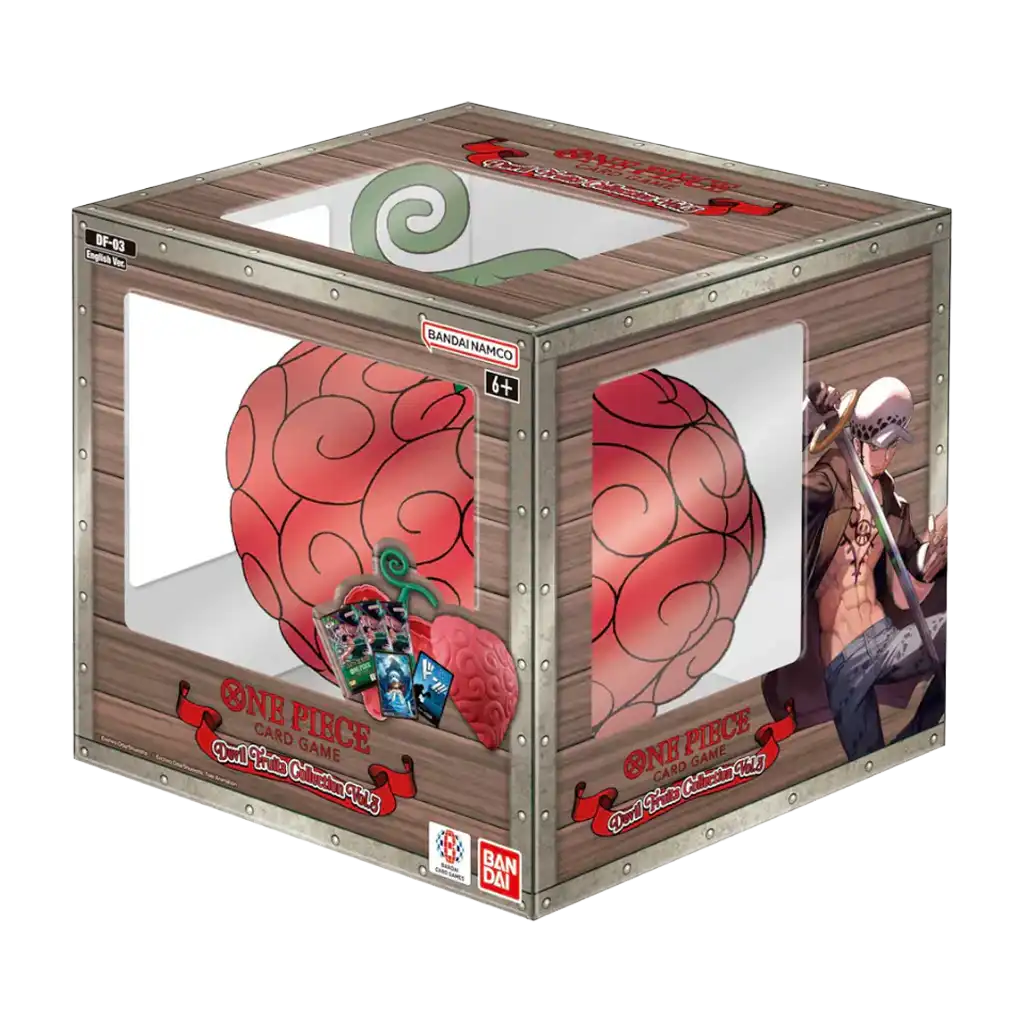 One Piece Card Game Devil Fruits Collection Vol. 3 DF-03 Englisch – Teufelsfrucht Box mit 3 Booster Packs, DON!!-Karte und 10 Sleeves