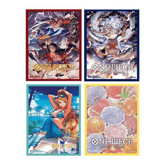One Piece Card Game - Official Sleeve 4 Assorted 4 Kinds Sleeves nami sleeves, gear 5 sleeves devil fruit sleeves , three captain sleeves