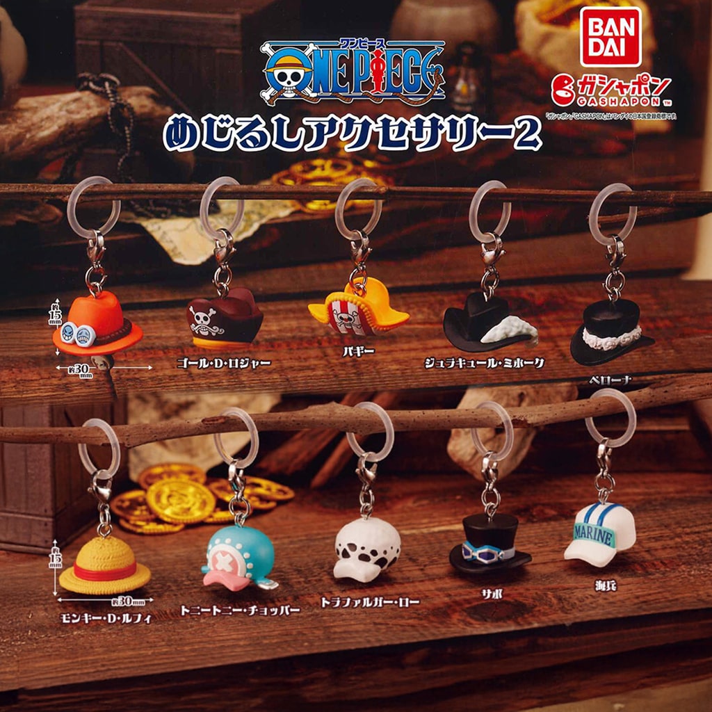 One Piece Bandai Mejirushi Schlüsselanhänger Vol.1 und Vol.2 mit 10 möglichen Gashapon Motiven aus Japan