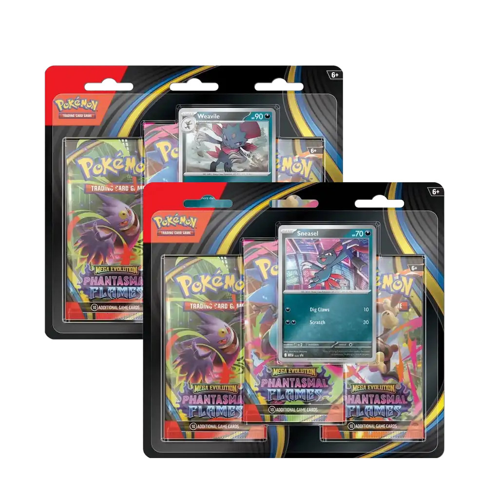 Pokémon TCG Phantasmal Flames ME02 3-Pack Blister Englisch – 3 Booster Packs und Promokarte aus der Mega Evolution Serie