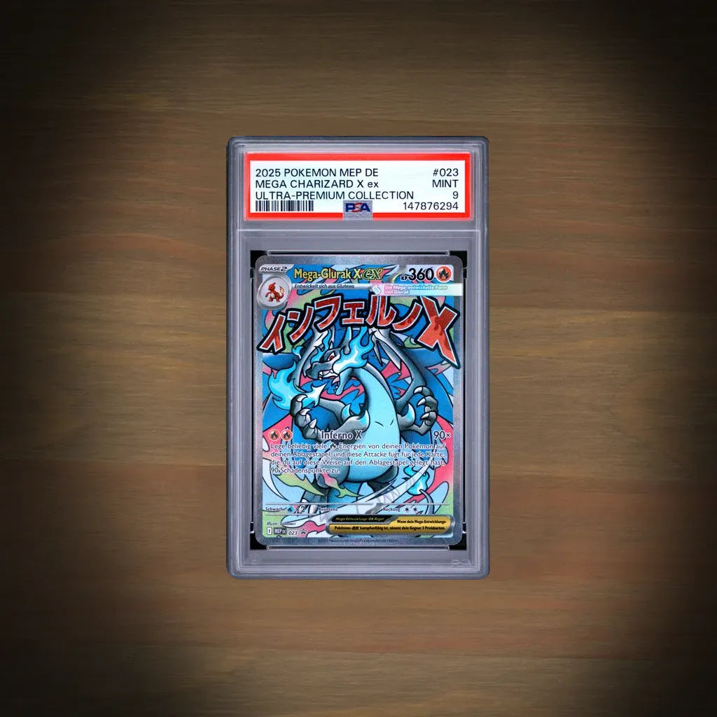 Pokemon Mega-Glurak X ex MEP 023 Ultra-Premium Collection PSA 9 Deutsch Vorderseite