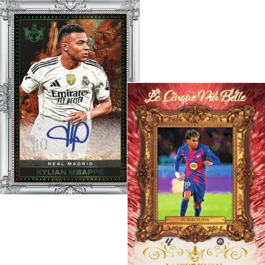 Kylian Mbappé Legacy Portrait Jade und Lamine Yamal Le Cinque Più Belle aus Pitch Kings 2025/26