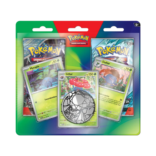 Pokemon Enhanced 2-Pack Blister Giflor Deutsch Vorderseite mit Myrapla Duflor Giflor und zwei Boostern