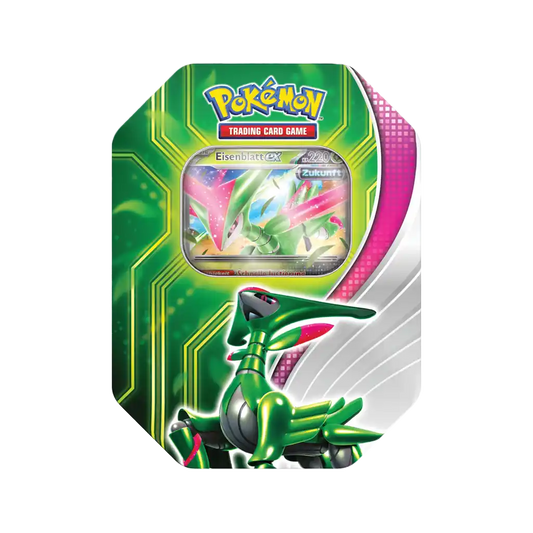 Pokémon Eisenblatt-ex Tin Box [Deutsch] – Promo-Karte Eisenblatt-ex + 4 Boosterpacks aus Karmesin & Purpur