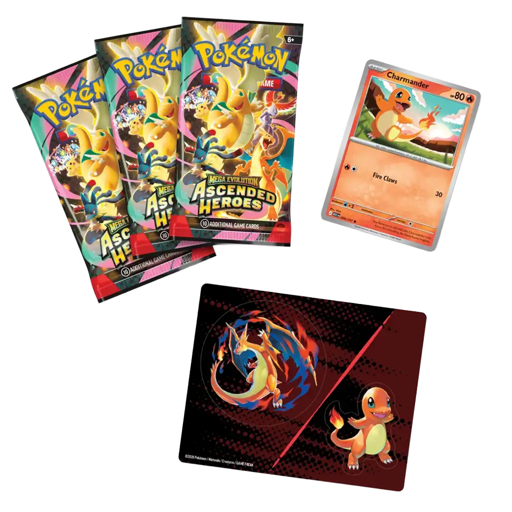 Pokémon Ascended Heroes Tech Sticker Collection Charmander – 3 Booster und Tech Sticker