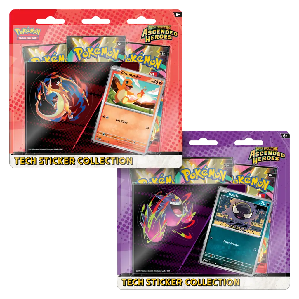 Pokémon Mega Evolution Ascended Heroes Tech Sticker Collection – 3 Booster Packs und Stickerbogen