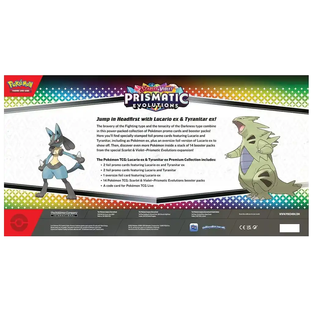 Pokemon Prismatic Evolutions - Lucario ex & Tyranitar ex Premium Collection [EN]