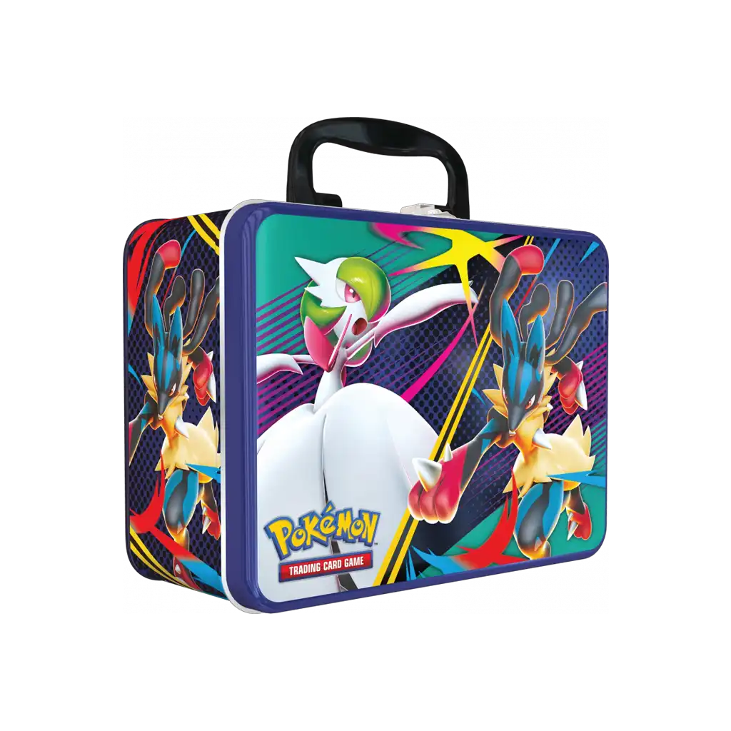 Pokémon Sammelkoffer Herbst 2025 Deutsch – Metallkoffer mit 6 Boosterpacks, holografischen Promokarten, Sticker, Mini-Album und Pokémon-Münze