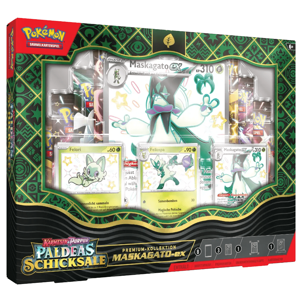 Pokemon - Karmesin & Purpur Paldeas Schicksale KP4.5 Premium Kollektion Bailonda/Maskagato/Skelokrok [DE]