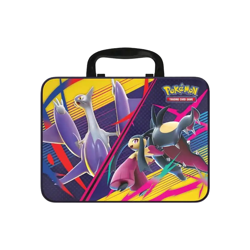 Pokémon Sammelkoffer Herbst 2025 Deutsch – Metallkoffer mit 6 Boosterpacks, holografischen Promokarten, Sticker, Mini-Album und Pokémon-Münze