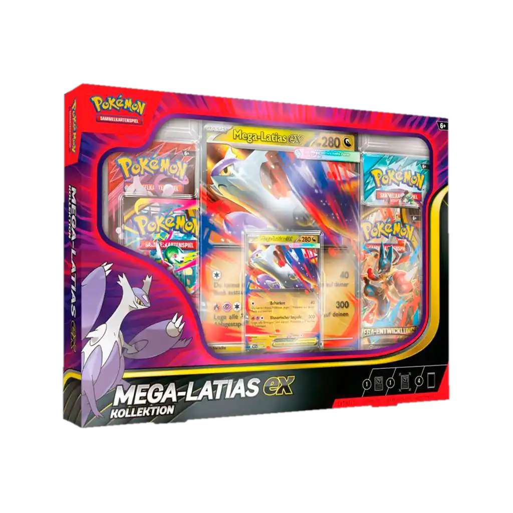 Pokémon Mega-Latias EX Kollektion Deutsch mit 4 Boostern, Promo-Karte, XL-Karte und Code-Karte