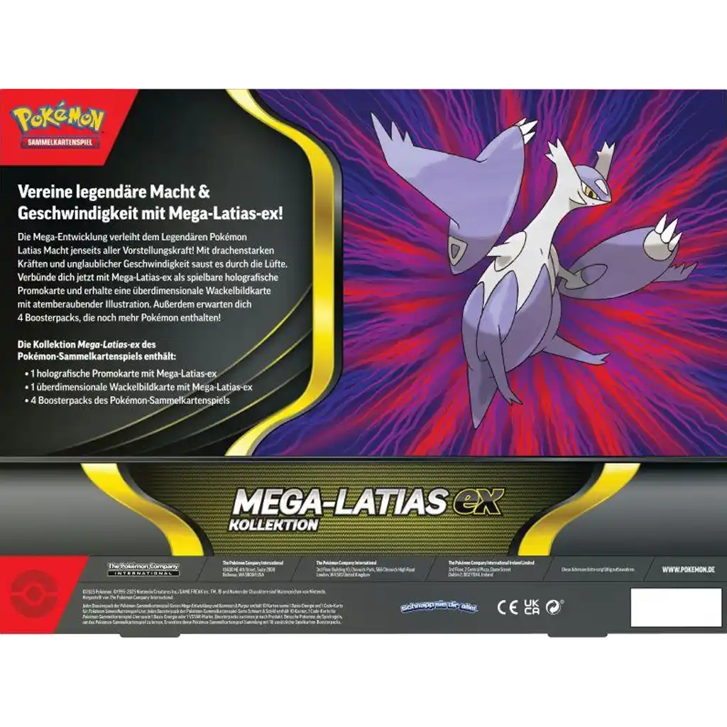 Pokémon Mega-Latias EX Kollektion Deutsch mit 4 Boostern, Promo-Karte, XL-Karte und Code-Karte Rückseite