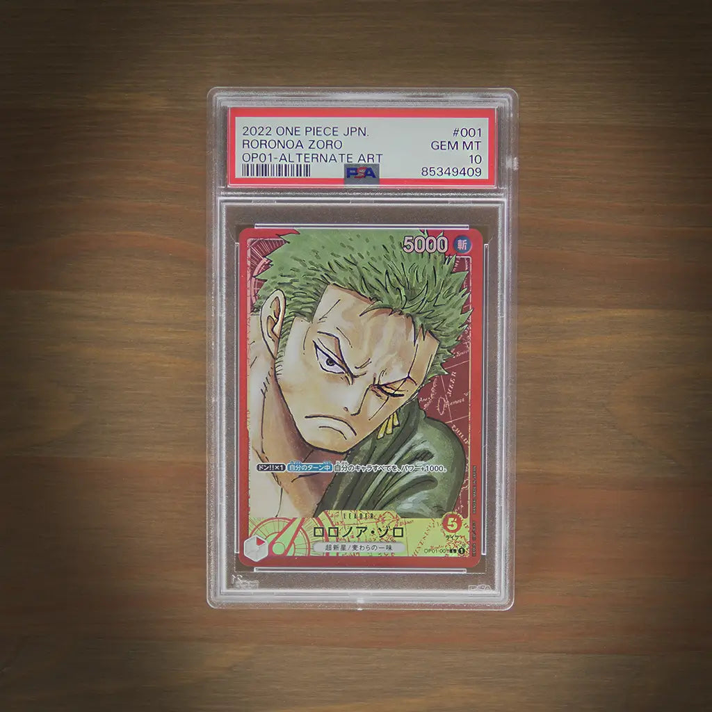 One Piece Card Game - Roronoa Zoro OP01-001 Alt Art Leader PSA 10