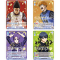 Vier Weiß Schwarz Blue Lock SSP Karten mit goldener Signatur, darunter Barou, Kunigami, Reo und Isagi