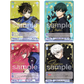 Vier Weiß Schwarz Blue Lock SSP Karten mit goldener Signatur, darunter Bachira, Rin, Chigiri und Nagi.