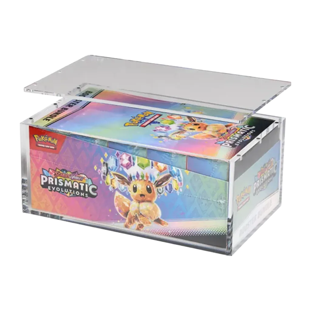 The Acrylic Box Pokemon Booster Bundle Retail Display V1 Acryl Case mit abgenommenem Deckel