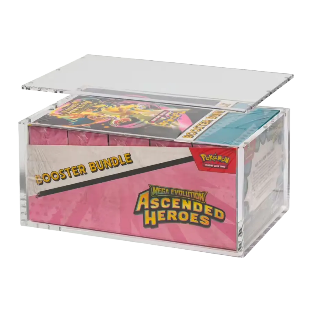 The Acrylic Box Pokemon Booster Bundle Retail Display V2 Acryl Case mit abgenommenem Deckel