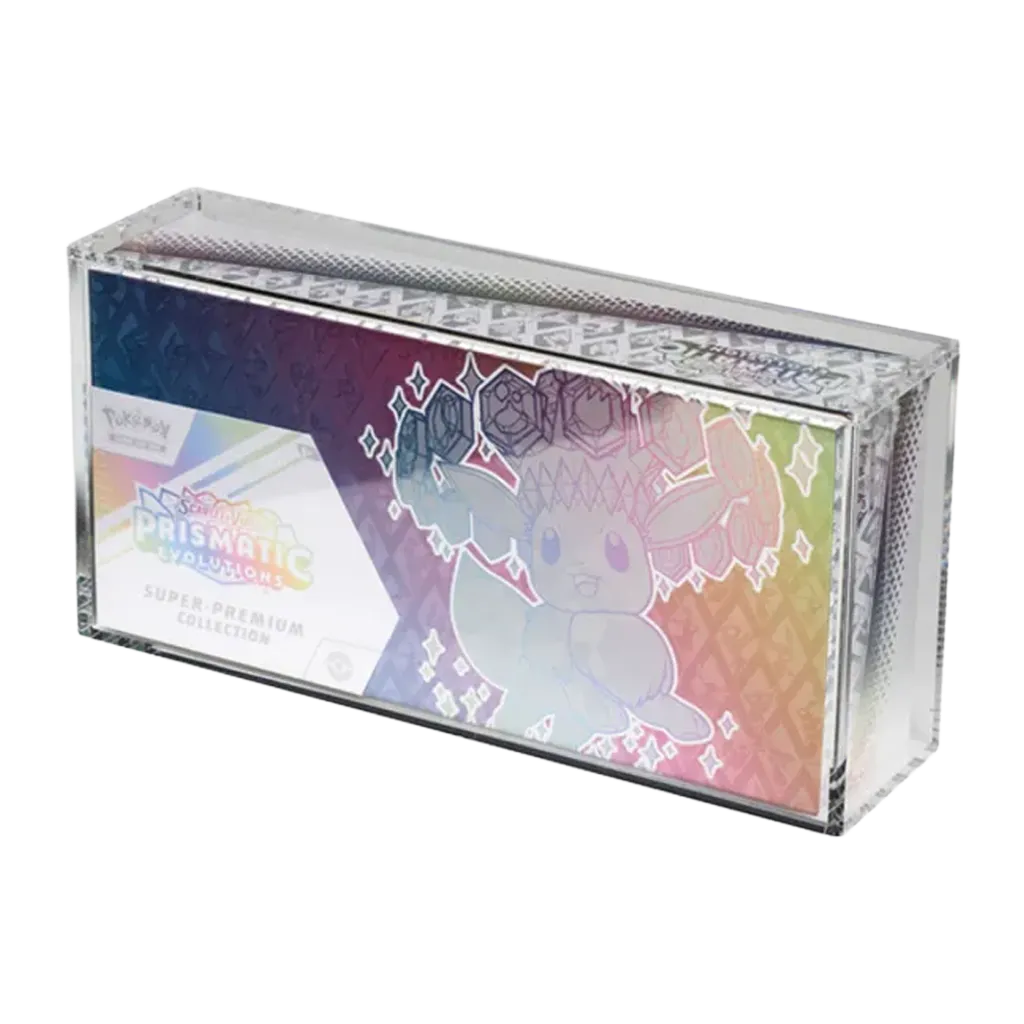 The Acrylic Box Pokemon Prismatic Evolutions Super Premium Collection Acryl Case mit geschlossenem Magnetdeckel